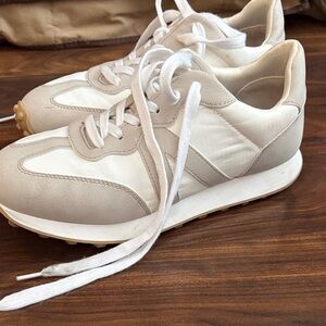 White and Beige Sneakers